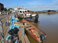 In Porto Alegre, Brazil, on April 6, 2024, the water levels are dropping, revealing the chaos that has taken place where the waters have tak...