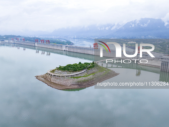 The water level in front of the Three Gorges Reservoir is falling to 145.56 meters above sea level in Yichang, China, on June 5, 2024. The T...