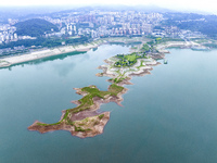 The water level in front of the Three Gorges Reservoir is falling to 145.56 meters above sea level in Yichang, China, on June 5, 2024. The T...