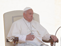 Pope Francis is leading the weekly general audience in Saint Peter's Square, Vatican City, on June 5, 2024. (