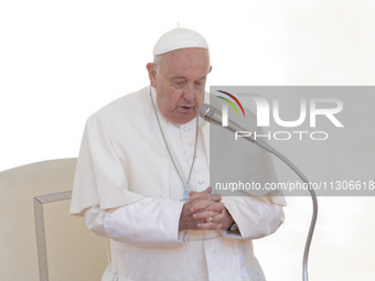 Pope Francis is leading the weekly general audience in Saint Peter's Square, Vatican City, on June 5, 2024. (