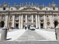 Pope Francis is leaving at the end of his weekly general audience in St. Peter's Square, at the Vatican, on June 5, 2024. (