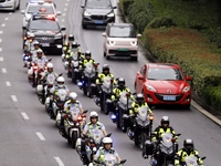 Chinese police are escorting the National College Entrance Examination in Wuhu, Anhui province, China, on June 5, 2024. (