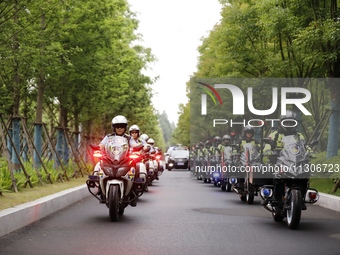 Chinese police are escorting the National College Entrance Examination in Wuhu, Anhui province, China, on June 5, 2024. (