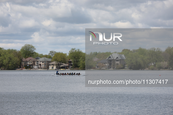 People are boating along Lake Wilcox in Richmond Hill, Ontario, Canada, on May 12, 2024. 