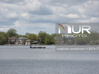 People are boating along Lake Wilcox in Richmond Hill, Ontario, Canada, on May 12, 2024. (