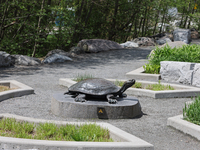 A turtle sculpture is standing at a park by Lake Wilcox in Richmond Hill, Ontario, Canada, on May 12, 2024. (