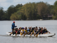 People are boating along Lake Wilcox in Richmond Hill, Ontario, Canada, on May 12, 2024. (