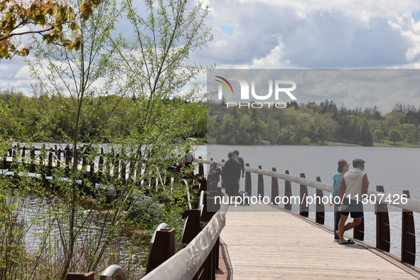 A boardwalk is stretching by Lake Wilcox in Richmond Hill, Ontario, Canada, on May 12, 2024. 