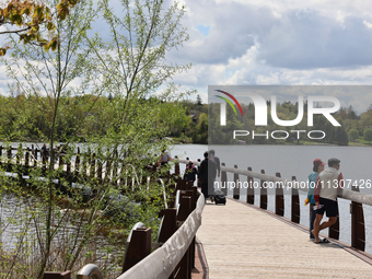 A boardwalk is stretching by Lake Wilcox in Richmond Hill, Ontario, Canada, on May 12, 2024. (