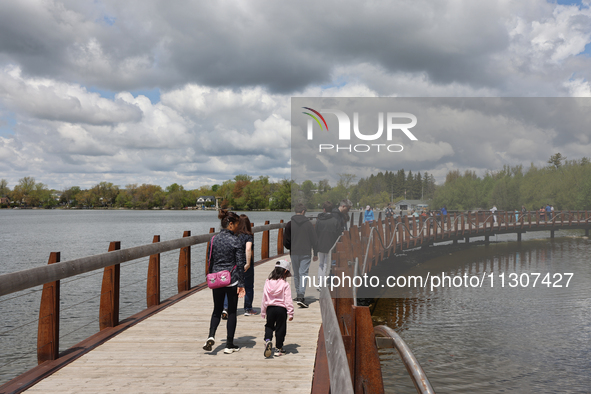 A boardwalk is stretching by Lake Wilcox in Richmond Hill, Ontario, Canada, on May 12, 2024. 