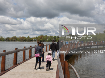 A boardwalk is stretching by Lake Wilcox in Richmond Hill, Ontario, Canada, on May 12, 2024. (