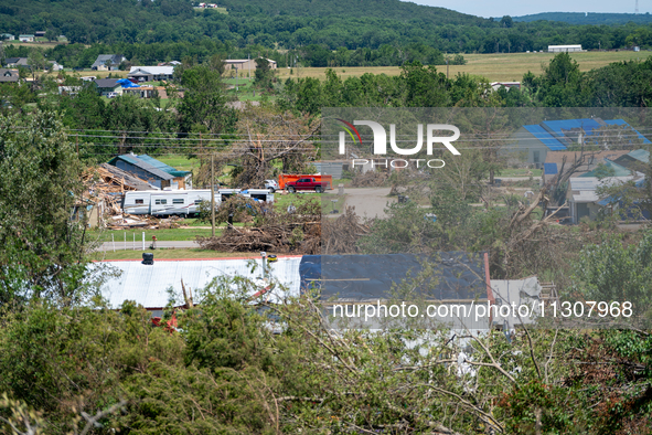 Tornado damage is being seen following the EF-3, EF-2, and EF-1 tornadoes that are impacting the city and local communities on Memorial Day...