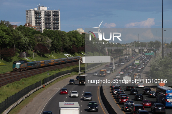 Heavy traffic is being seen at Gardiner Expressway since repairs began on the Gardiner in late March, in Toronto, Canada, on June 06, 2024. 