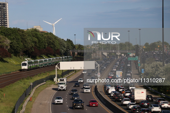 Heavy traffic is being seen at Gardiner Expressway since repairs began on the Gardiner in late March, in Toronto, Canada, on June 06, 2024. 