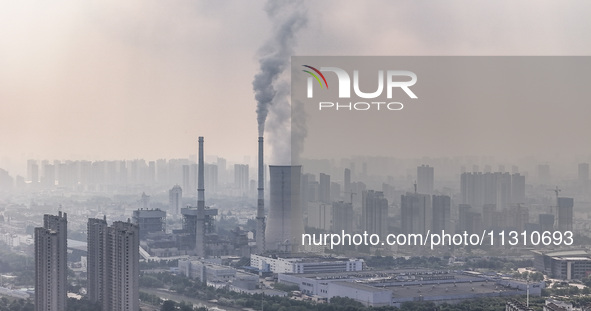 An aerial photo is showing the Huaiyin Power Plant in Huai'an, China, on June 6, 2024. 