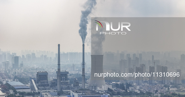 An aerial photo is showing the Huaiyin Power Plant in Huai'an, China, on June 6, 2024. 