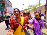 Members of Nepal's sexual minority group, the LGBTQI+, are dancing in the streets of Kathmandu, Nepal, on June 8, 2024, as they are taking p...