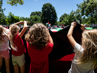 Thousands of pro-Palestinian demonstrators encircle the White House, forming a ‘red line’ to call for a end to Israel’s siege of Gaza, Washi...