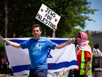 A pro-Israel counter-protester attends a pro-Palestine demonstration at the White House without incident, Washington, DC, June 8, 2024.  Tho...