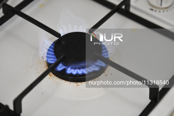 A natural gas stove is operating in Ankara, Turkey, on June 9, 2024. 