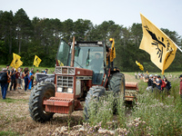 Protesters and members of the Confederation Paysanne are gathering in a field that will be destroyed by the construction of the A69. Nearly...