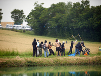 Black bloc is using a catapult to throw stones at riot police during the skirmishes. Nearly 5,000 people are participating in a weekend of a...