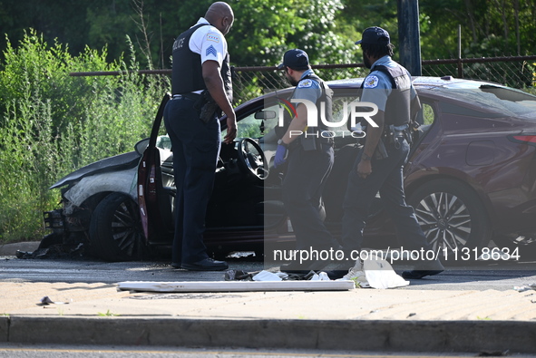 A 28-year-old male victim is being shot multiple times and killed in a shooting in Chicago, Illinois, United States, on June 9, 2024. At app...