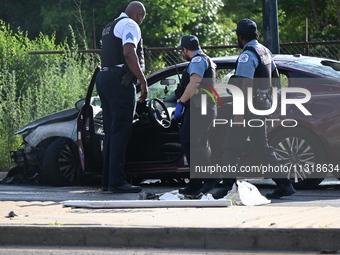 A 28-year-old male victim is being shot multiple times and killed in a shooting in Chicago, Illinois, United States, on June 9, 2024. At app...