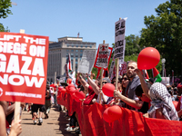 Thousands of pro-Palestinian demonstrators encircle the White House, forming a ‘red line’ to call for an end to the siege of Gaza and Americ...