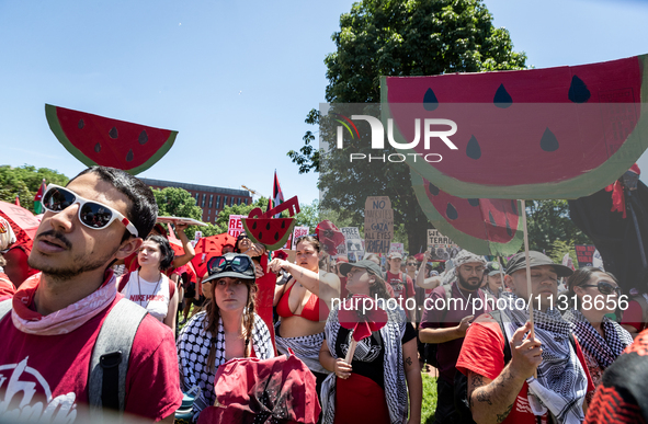 Thousands of pro-Palestinian demonstrators encircle the White House, forming a ‘red line’ to call for an end to the siege of Gaza and Americ...