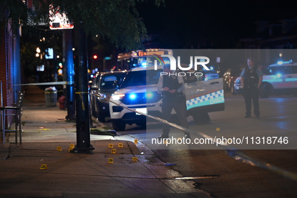 Two people are being shot, with one person dead, in a shooting in Chicago, Illinois, United States, on June 9, 2024. At approximately 8:32 p...