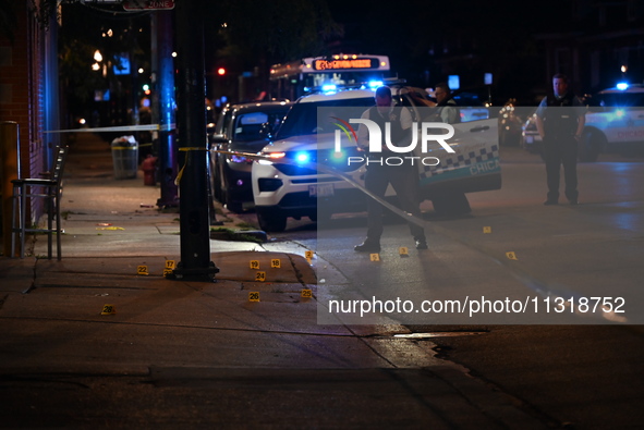 Two people are being shot, with one person dead, in a shooting in Chicago, Illinois, United States, on June 9, 2024. At approximately 8:32 p...