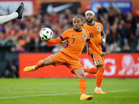 Xavi Simons Attacking Midfield of Netherland and RB Leipzig shooting to goal during the international friendly match between Netherlands and...