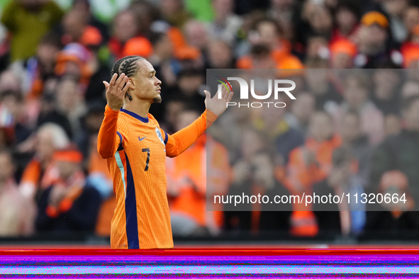 Xavi Simons Attacking Midfield of Netherland and RB Leipzig celebrates after scoring his sides first goal during the international friendly...