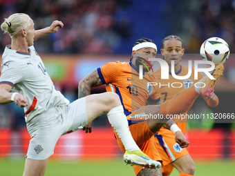 Memphis Depay Centre-Forward of Netherland and Atletico de Madrid in action during the international friendly match between Netherlands and...