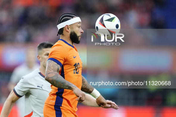 Memphis Depay Centre-Forward of Netherland and Atletico de Madrid in action during the international friendly match between Netherlands and...