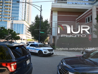 Police are present at the scene outside 1600 S. Prairie Avenue, Chicago, Illinois, United States, on June 10, 2024. Chicago police are on th...