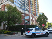 Police are present at the scene outside 1600 S. Prairie Avenue, Chicago, Illinois, United States, on June 10, 2024. Chicago police are on th...