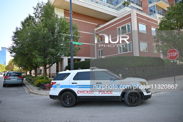 Police are present at the scene outside 1600 S. Prairie Avenue, Chicago, Illinois, United States, on June 10, 2024. Chicago police are on th...