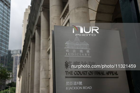 A general view is showing a sign for The Court of Final Appeal in Hong Kong, on June 11, 2024. 