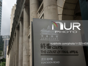 A general view is showing a sign for The Court of Final Appeal in Hong Kong, on June 11, 2024. (