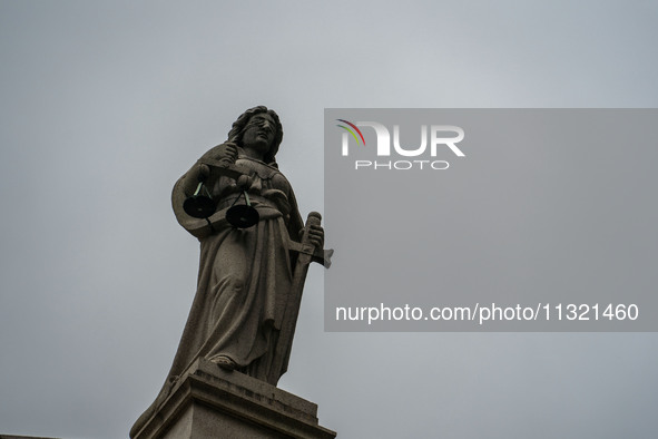 A statue of Lady Justice is standing at The Court of Final Appeal in Hong Kong, on June 11, 2024. 