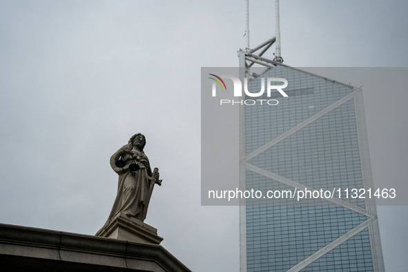 A statue of Lady Justice is standing at The Court of Final Appeal in Hong Kong, on June 11, 2024. 