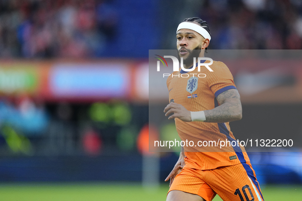 Memphis Depay Centre-Forward of Netherland and Atletico de Madrid during the international friendly match between Netherlands and Iceland at...