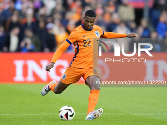 Denzel Dumfries Right Midfield of Netherland and Inter Milan during the international friendly match between Netherlands and Iceland at De K...