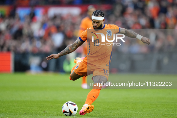 Memphis Depay Centre-Forward of Netherland and Atletico de Madrid during the international friendly match between Netherlands and Iceland at...