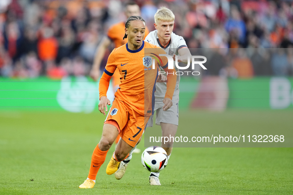 Xavi Simons Attacking Midfield of Netherland and RB Leipzig during the international friendly match between Netherlands and Iceland at De Ku...