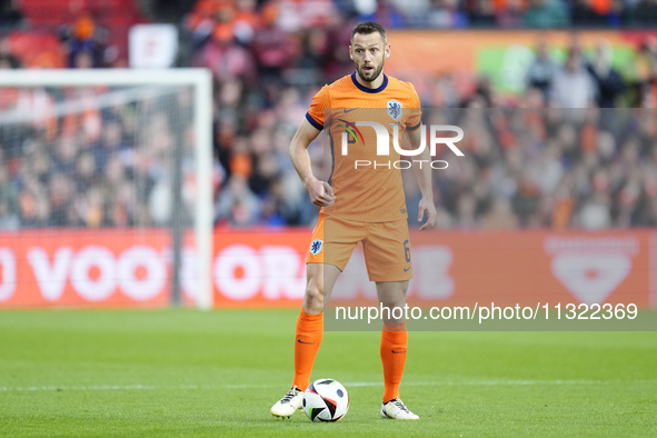 Stefan de Vrij Centre-Back of Netherland and Inter Milan during the international friendly match between Netherlands and Iceland at De Kuip...