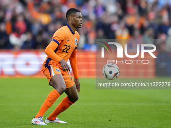 Denzel Dumfries Right Midfield of Netherland and Inter Milan during the international friendly match between Netherlands and Iceland at De K...